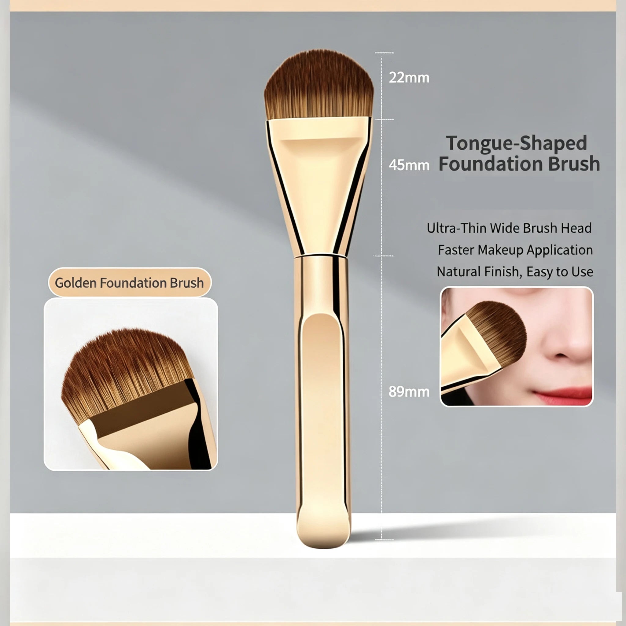 Tongue-shaped Foundation Brush Ultra-thin Seamless Base Makeup Qme