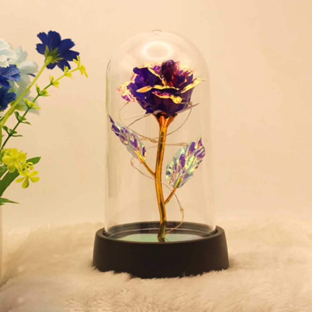Christmas Decoration Eternal Flower Gift Rose Party Gift Qixi Valentine's Day Birthday Gift Creative Simulation Flower Qme Colorful Purple