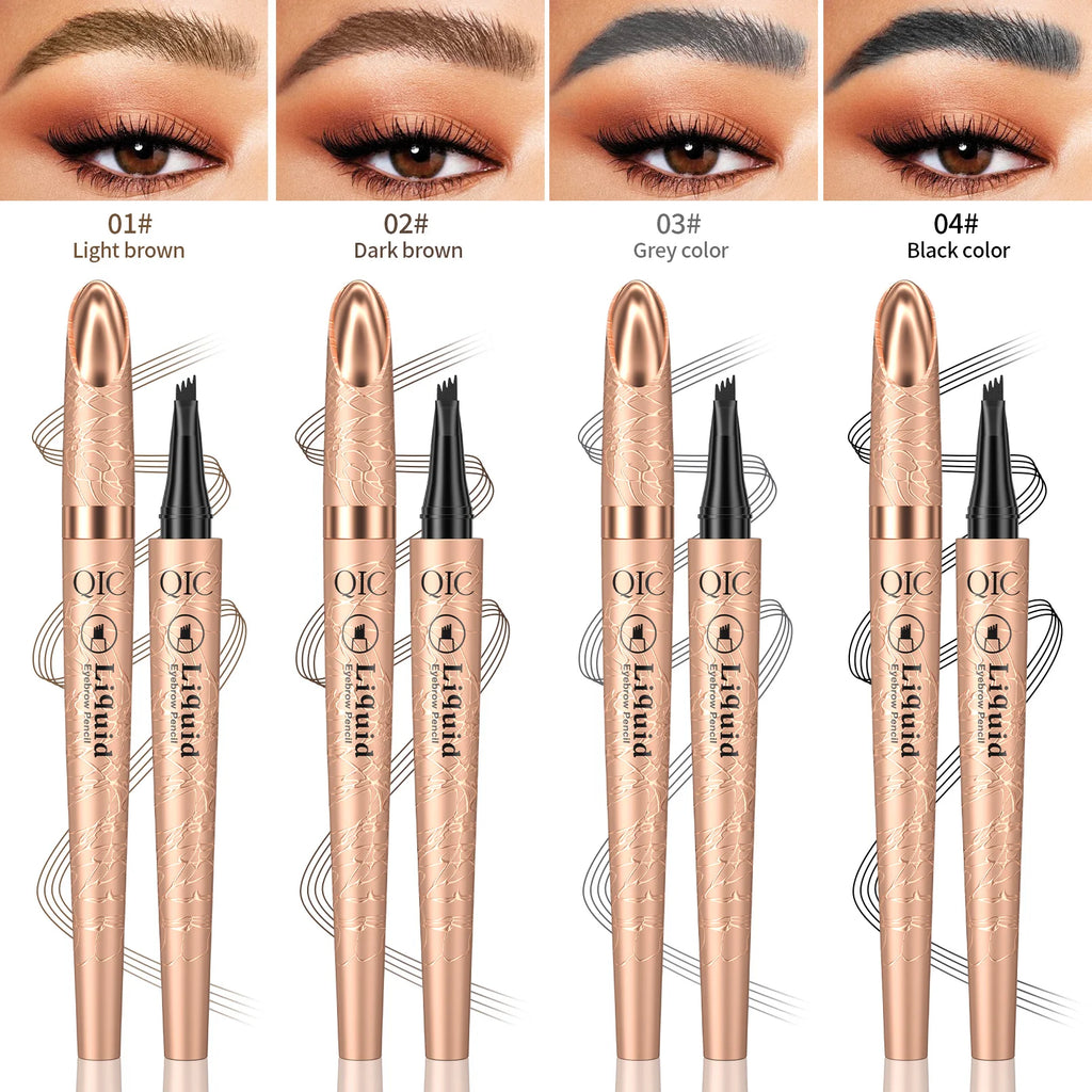 4 Tips Eyebrow Pen Waterproof Anti-smudge Long Lasting Liquid Brow 4 Colors Microblading Natural Wild Eyebrow Makeup Qme