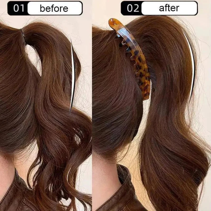 Tortoiseshell Banana Hair Clip Fish Shaped Hairpin For Women Hair Accessories Hairgrips Twist Clamp Ponytail Barrettes Headwear Qme