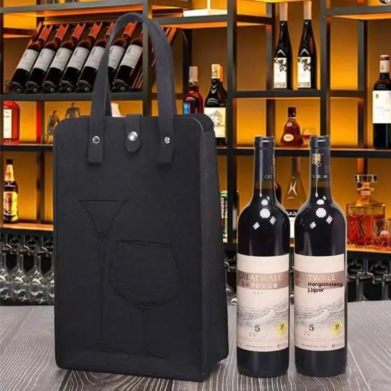 Great Load Bearing Handheld Beverage Packaging Handbag Giftwrap Qme Black