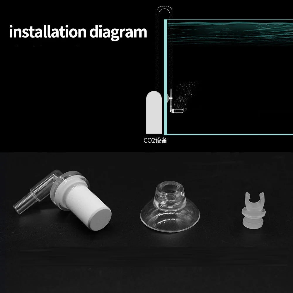 QANVEE CO2 Diffuser Mini Atomizer For Aquascape Aquarium Accessories Carbon Dioxide Cylinder Fish Tank Evaporator Sprayer Plant Qme