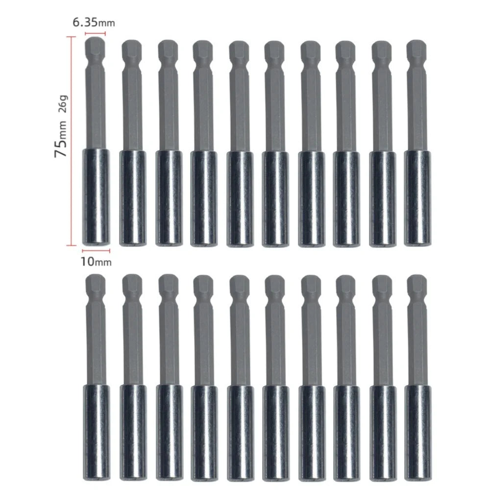20-1PCS Hex Shank Drill Bit 60MM-150MM Magnetic Screwdriver Extended Link Screwdriver Head Holder Kit Rotary Tool Accessories Qme 75MM 20pcs