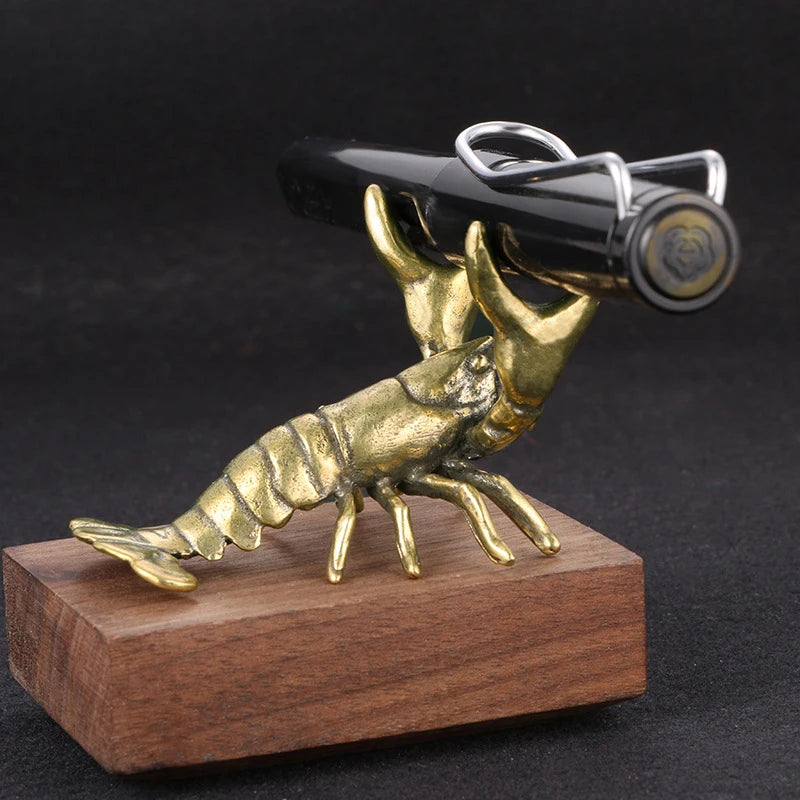 ^Solid Brass Crayfish Ornament Vintage Animal Pen Holder Desktop Decoration Crafts Collections Lobster Figurines Tea Pets Qme Default Title