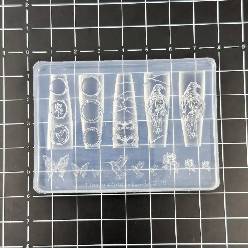 Falcon Peacock 3D Silicone Relief DIY Decoration Nail Art Templates Qme A1