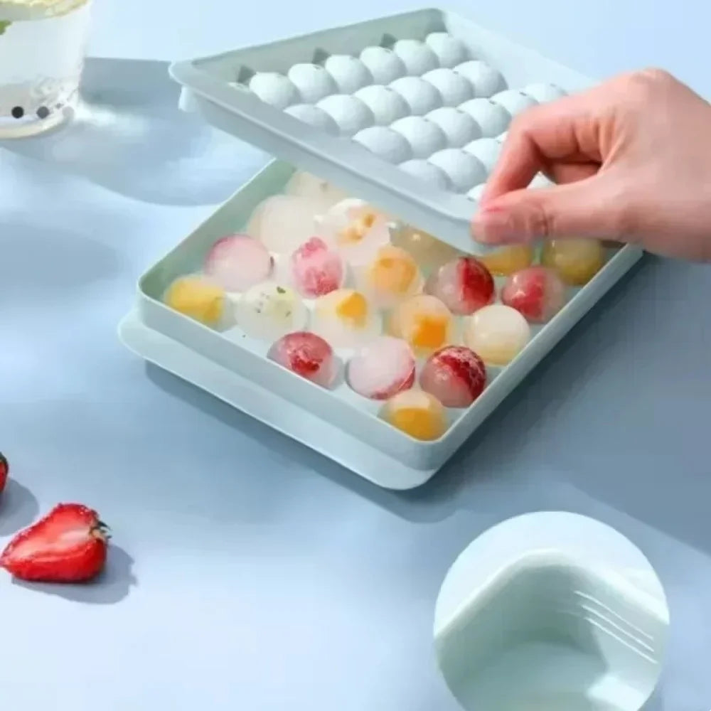 Round Ice Cube Mold Homemade Ice Cube Mold Freezer Ice Ball Maker Mold Ice Cube Maker Tool with Lid Kitchen Tools Accessories Qme