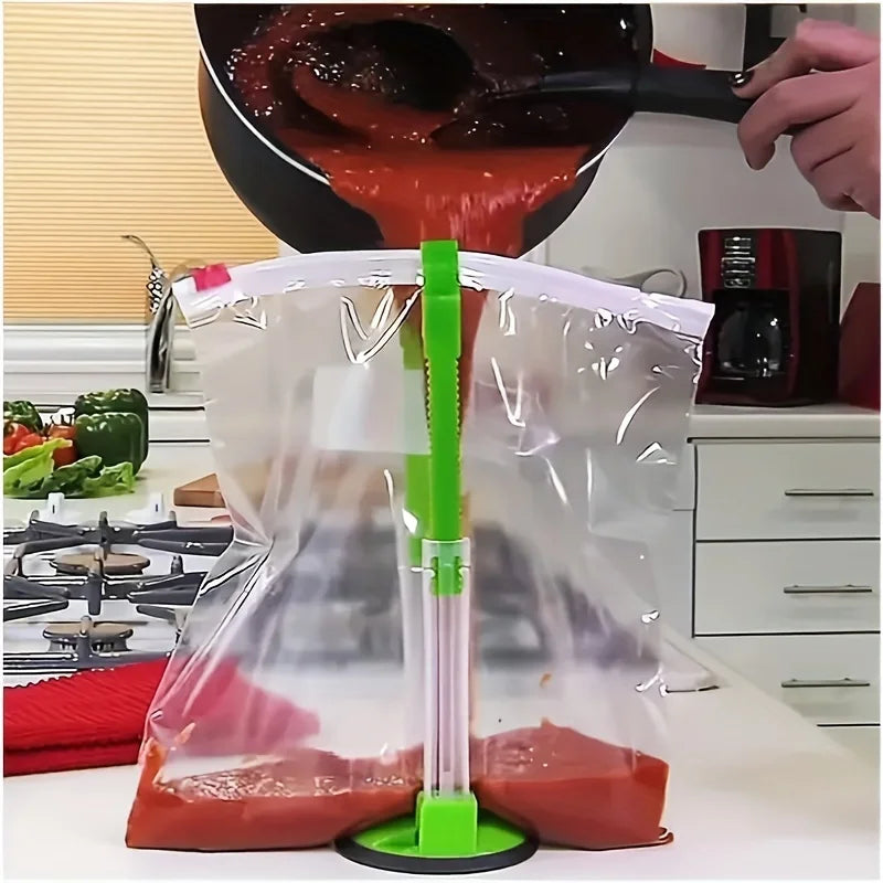 The Ultimate Kitchen Gadget: Plastic Bag Holder, Sandwich Holder, Food Storage Bag Clip, and More! Qme