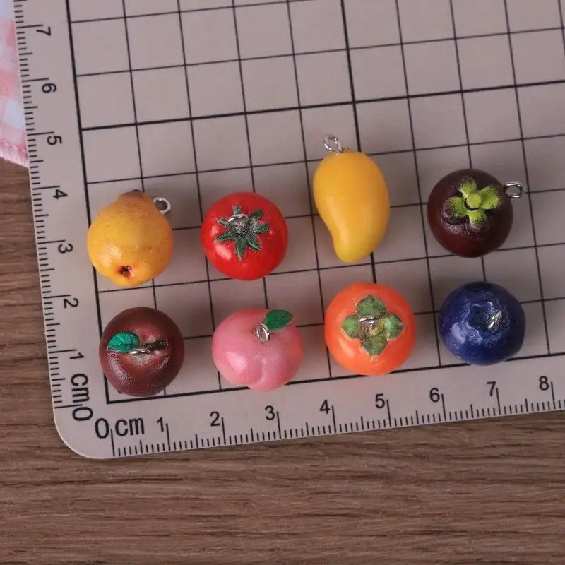 Cute 3D Simulated Resin Fruits Charms 2Pcs for DIY Handmade Jewelry Craft Making Earring Bracelet Phone Hanger Qme