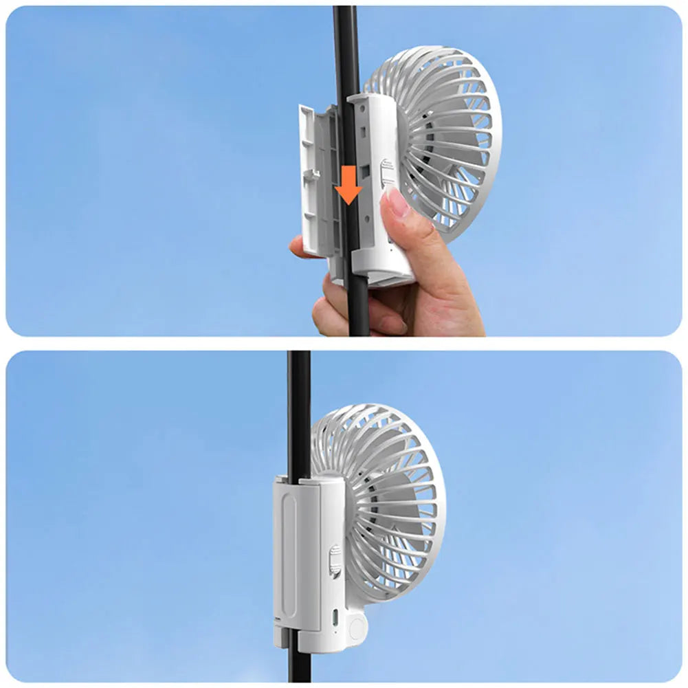 Umbrella Clip Fan Rechargeable Summer Portable Handheld Fan for Outdoor Umbrella Qme
