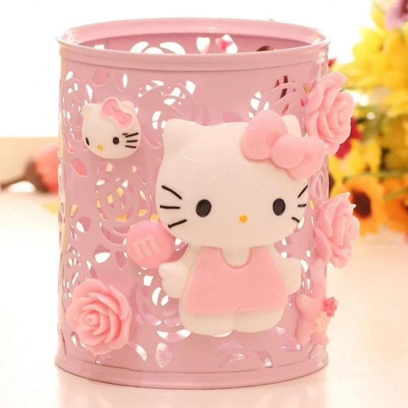Cute Hello Kitty Metal Desktop Pen Holder Decorative Storage Box Qme