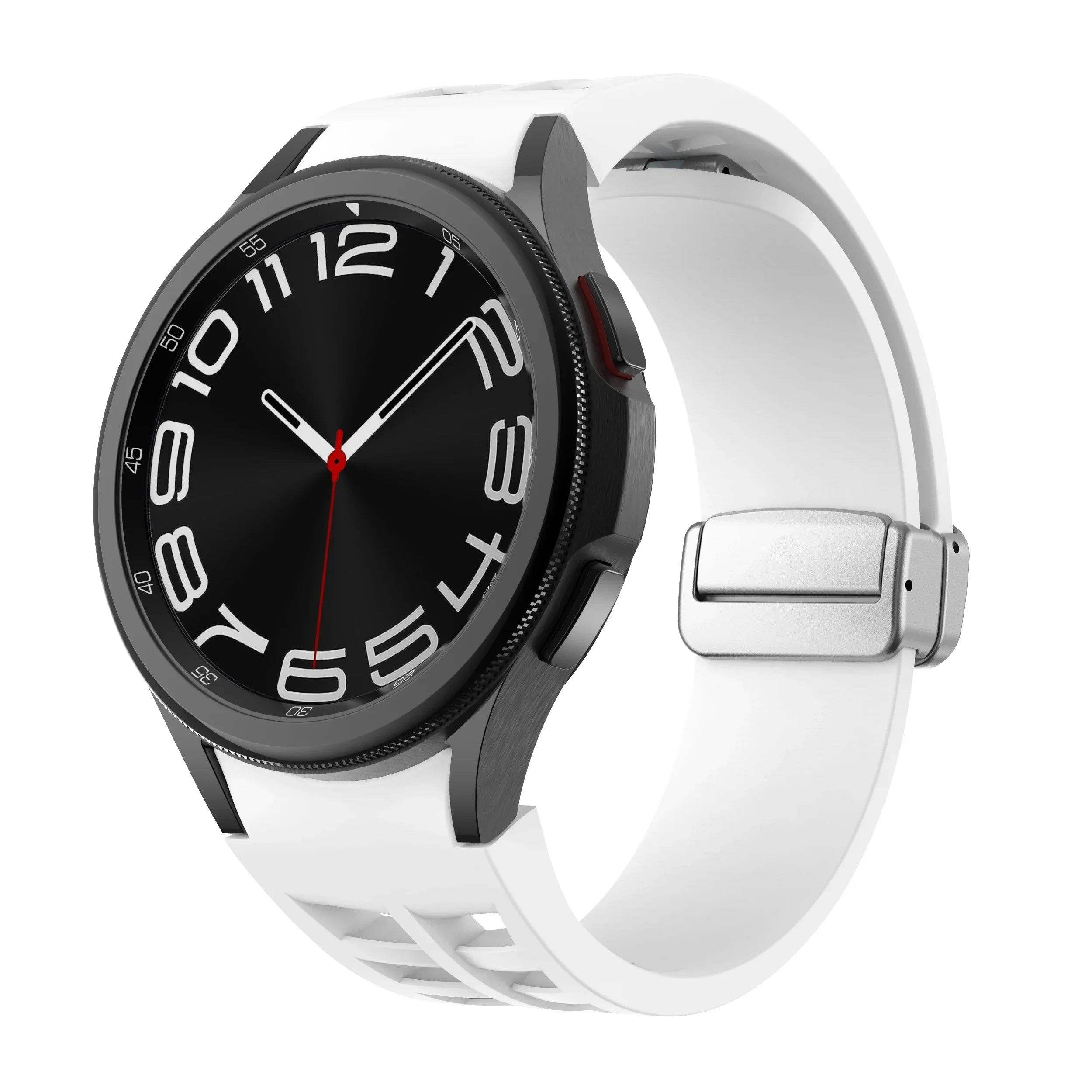 Magnetic Silicone Band for Samsung Galaxy Watch 6 Classic 43 47mm 4 42 46mm 5 Pro 45mm No Gaps Loop Strap for 4/5/6/7 40 44mm Qme