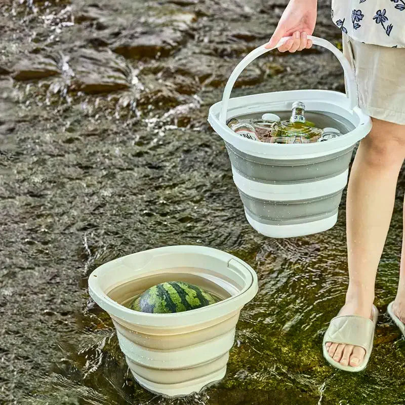 Foldable Water Bucket Essential Fishing Camping Travel Collapsible Qme