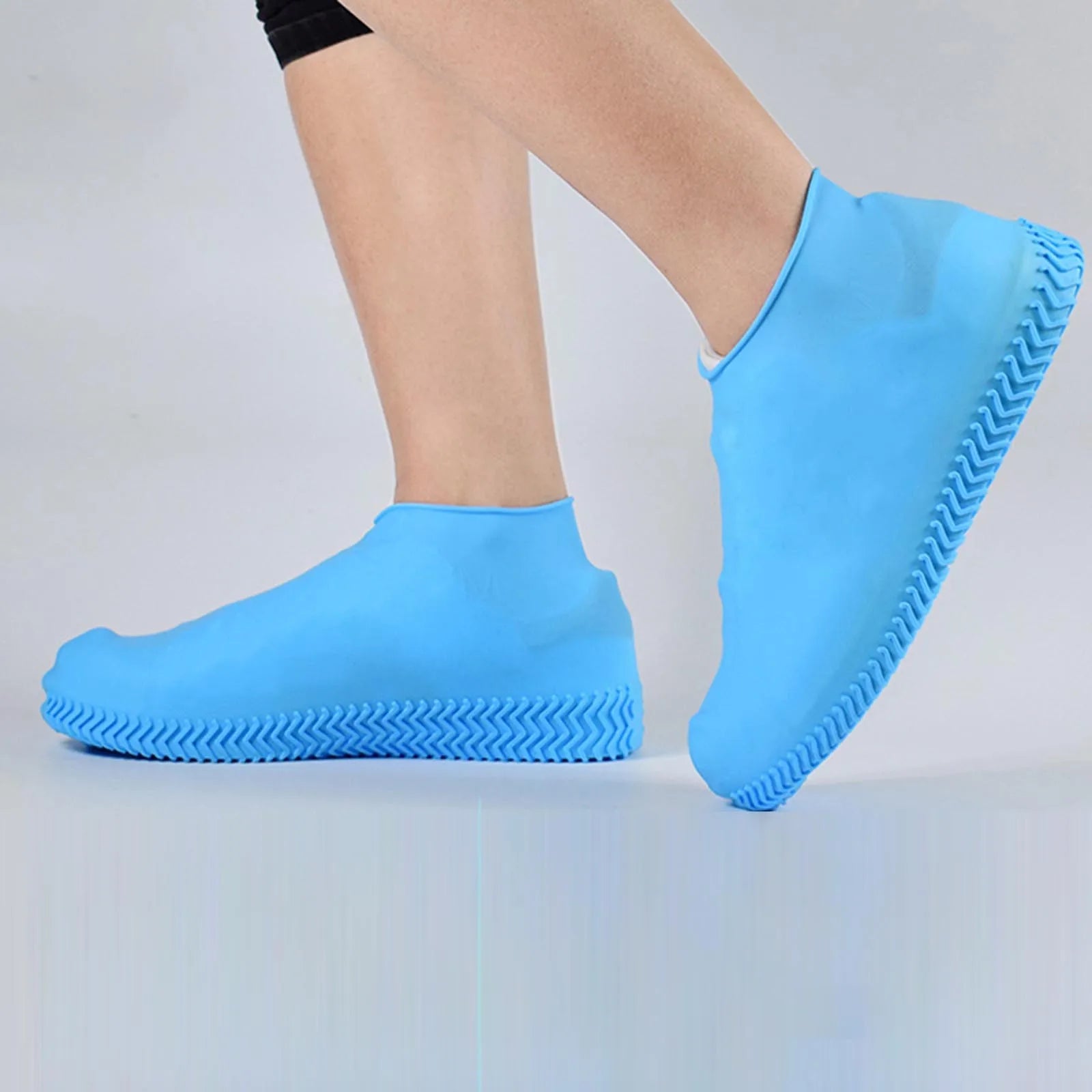 Non-Slip Wear-Resistant Reusable Rain Boots Unisex Silicone Easy to Remove Shoes Cover Protable Water Resistant Shoe Accessories Qme Blue XL