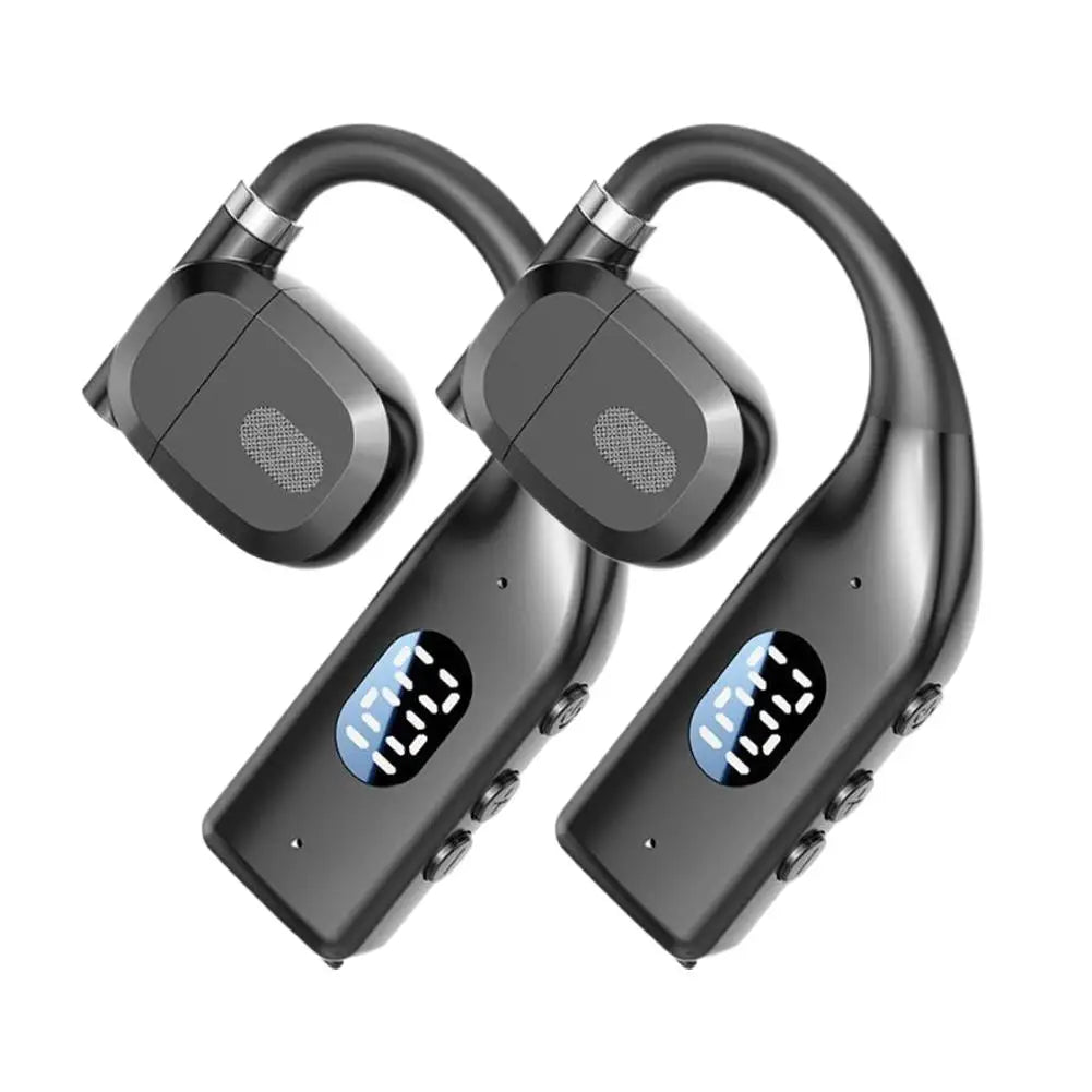V5 4 Wireless Headphones Business Bluetooth Headset LED Digital Qme Black dual