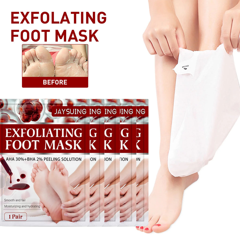 AHA Exfoliating Foot Mask Moisturizing Anti Crack Heel Foot Calluses Dead Skin Remover Smooth & Soft Feet Care Foot Patch Qme