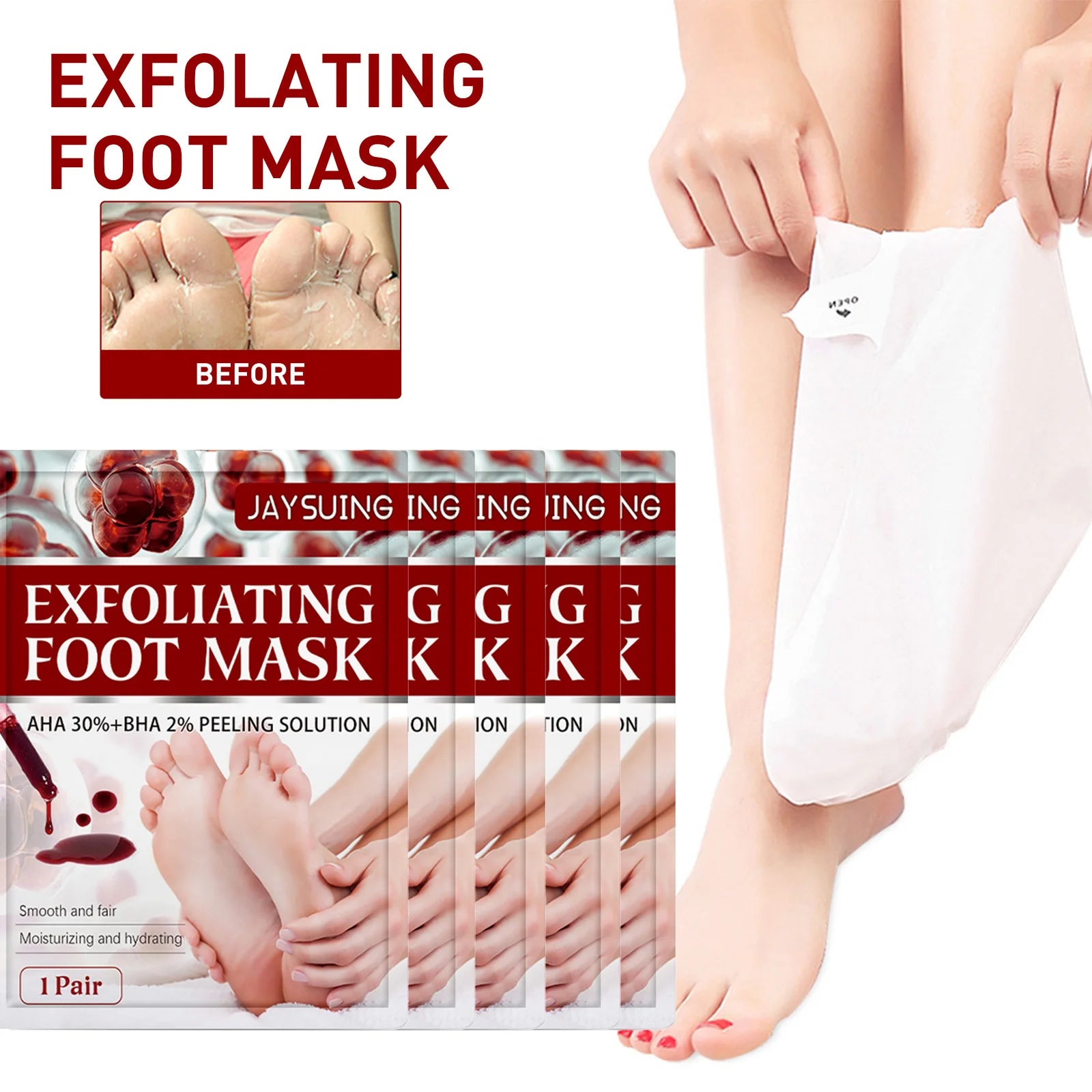 AHA Exfoliating Foot Mask Moisturizing Anti Crack Heel Foot Calluses Dead Skin Remover Smooth & Soft Feet Care Foot Patch Qme