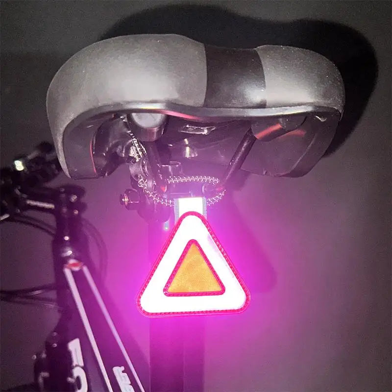 Bike Triangle Reflective Signs Safety Warning Pendant Night Riding Qme