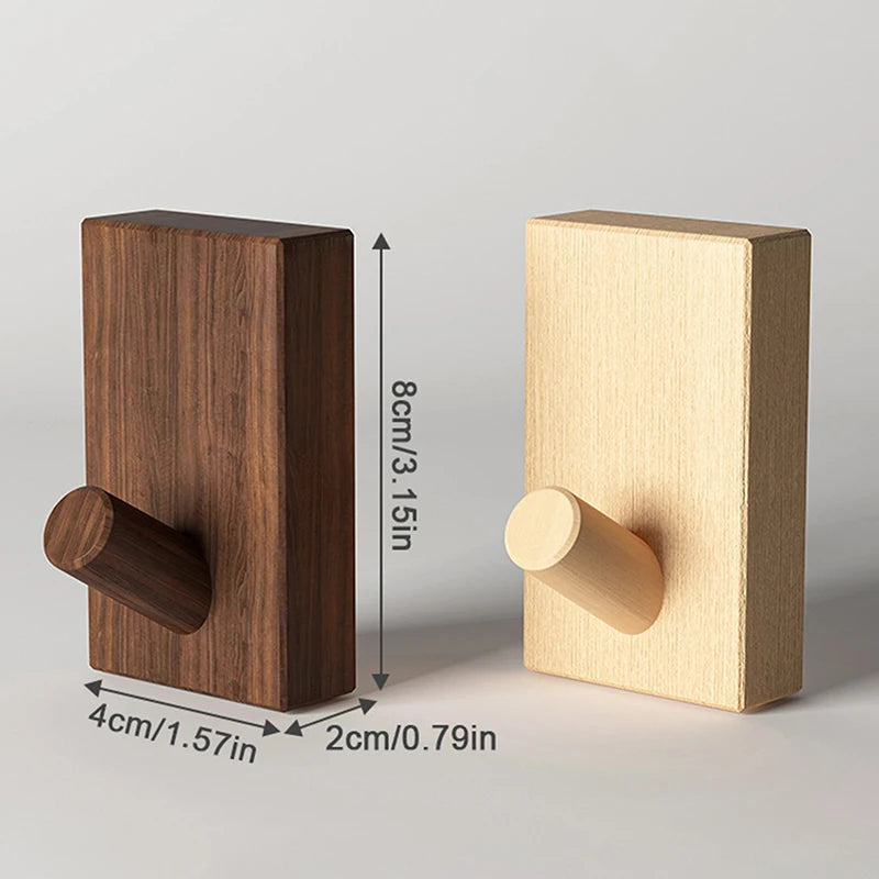 2psc Kitchen Towel Key Holder Walnut Wood Wall Hooks Hangers No Drill Qme