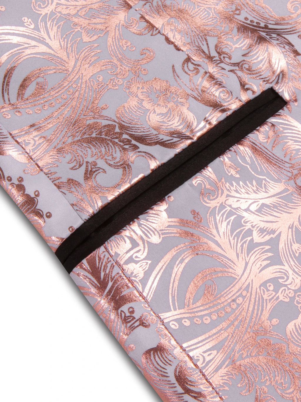 Men's Rose Gold Floral Jacquard Shawl Lapel Tuxedo Blazer Single Qme