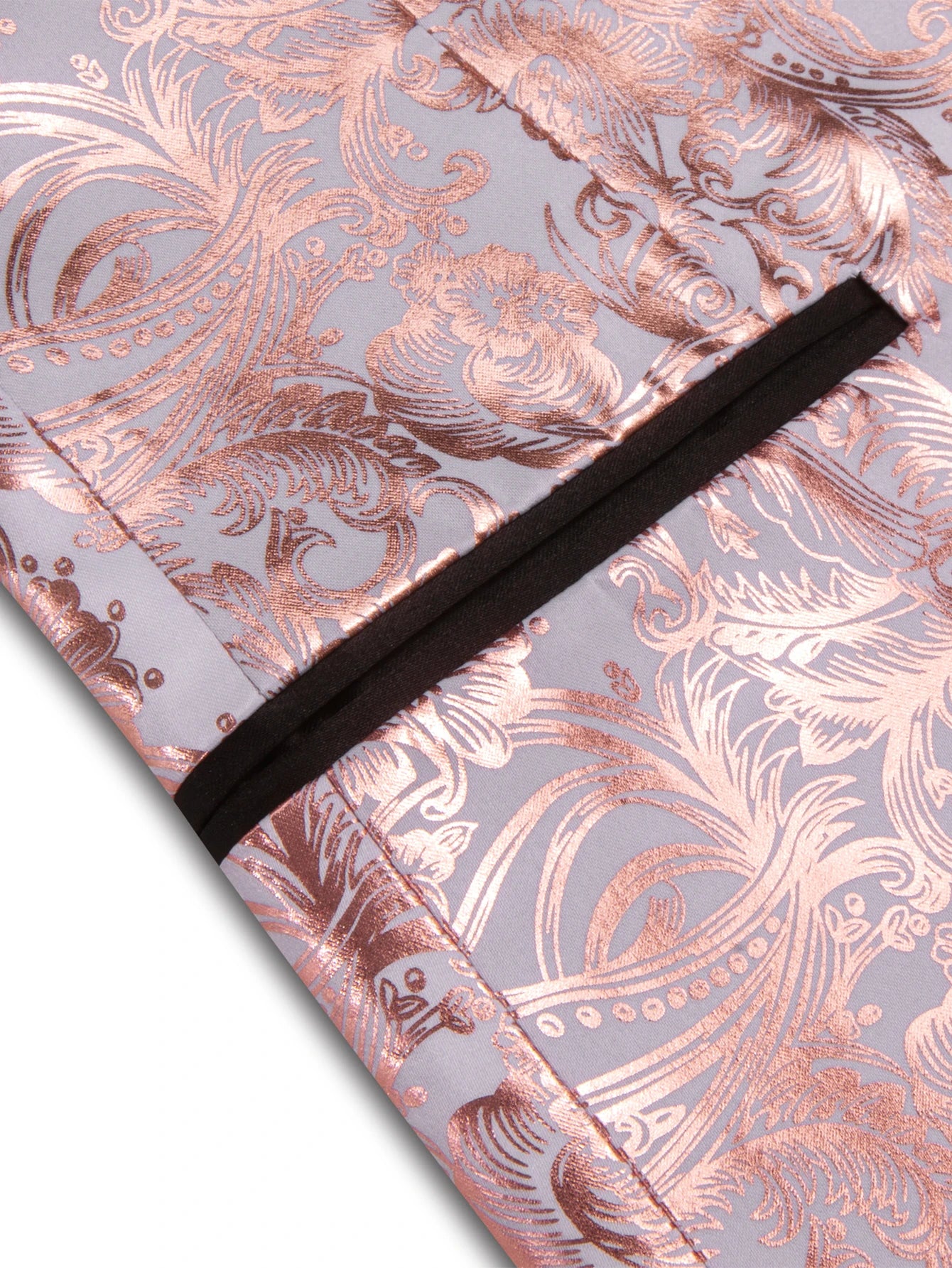 Men's Rose Gold Floral Jacquard Shawl Lapel Tuxedo Blazer Single Qme