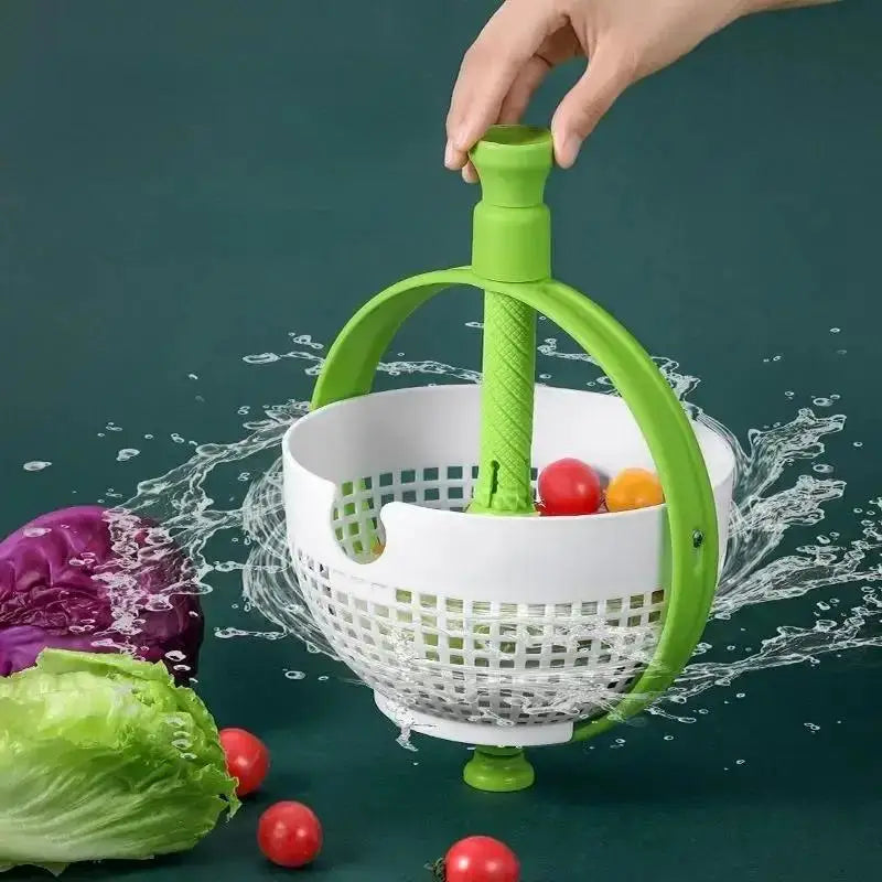 Rotating Drainage Basket Vegetable And Fruit Cleaning Basket Dehydration And Water Throwing Household Rotating Drainage Basket Qme