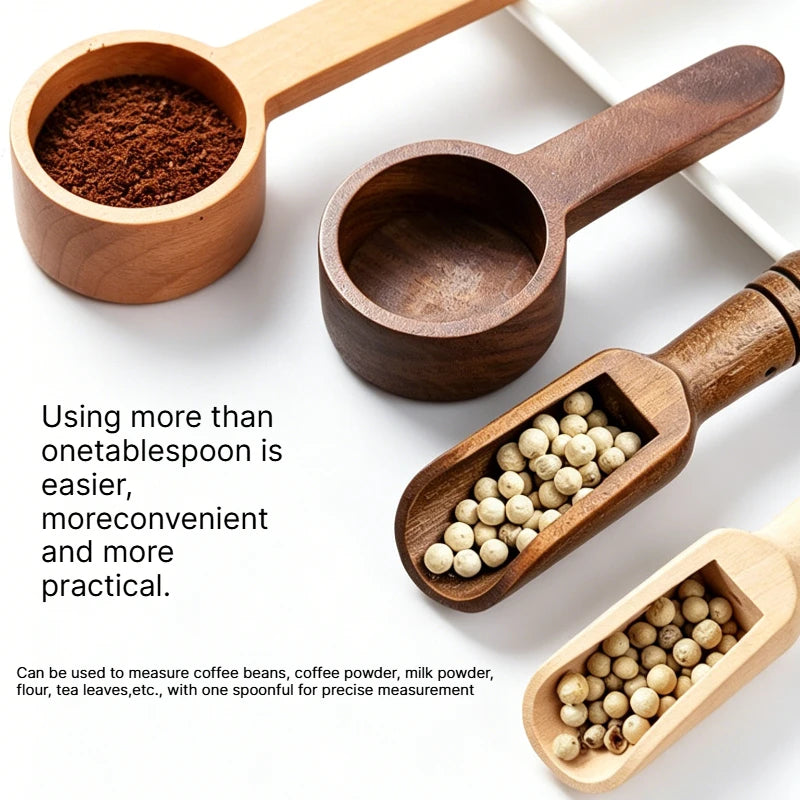 A Black Walnut Wood Coffee Measuring Spoon, Solid Wood Weight Scoop for Coffee Powder Milk Powder Precise Gram Scale Spoon Qme