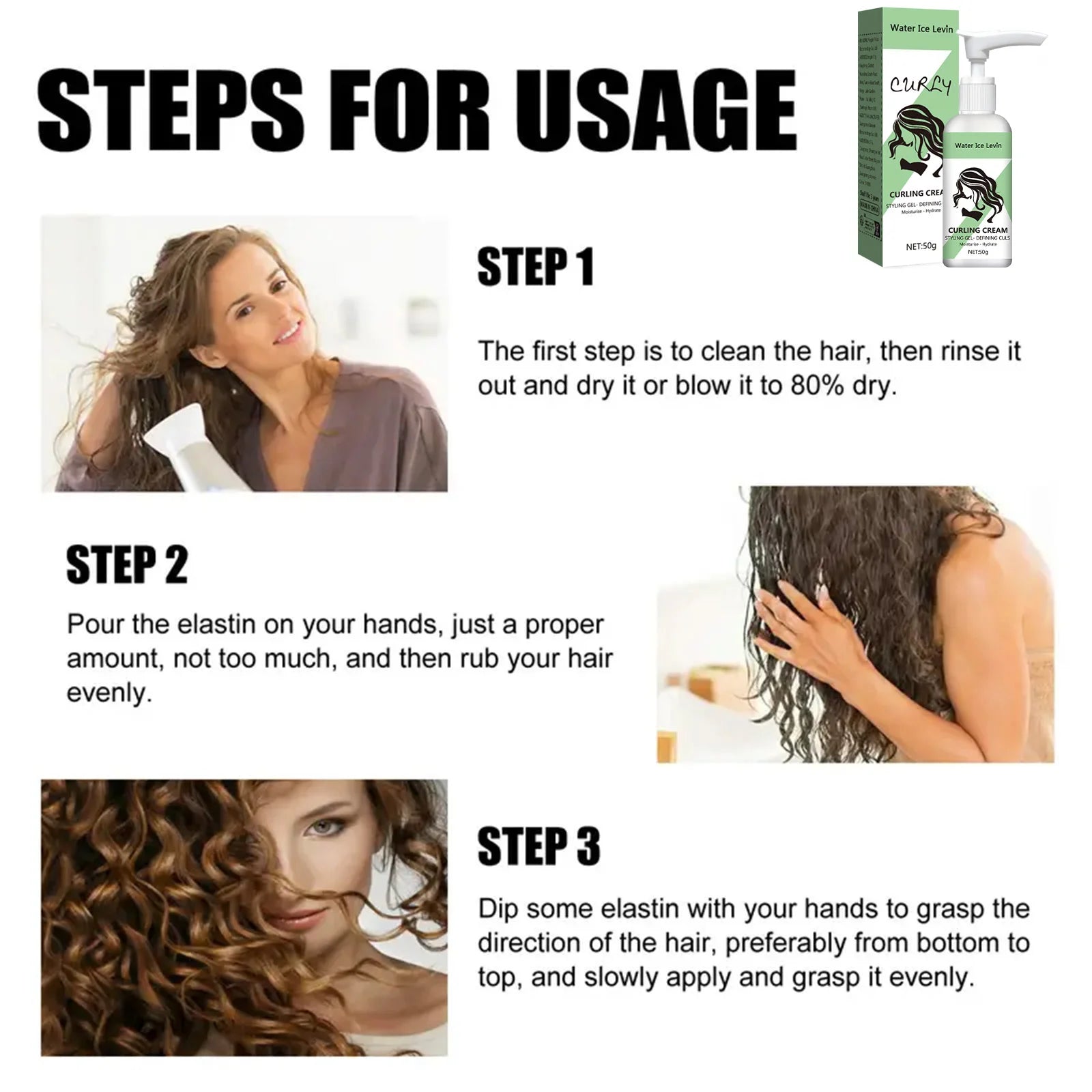 Curly Hair Cream Moisturizing Curly Hair Elasticity Styling Curly Hair Elasticity Conditioner Neutral Suitable for All Hair Types Qme