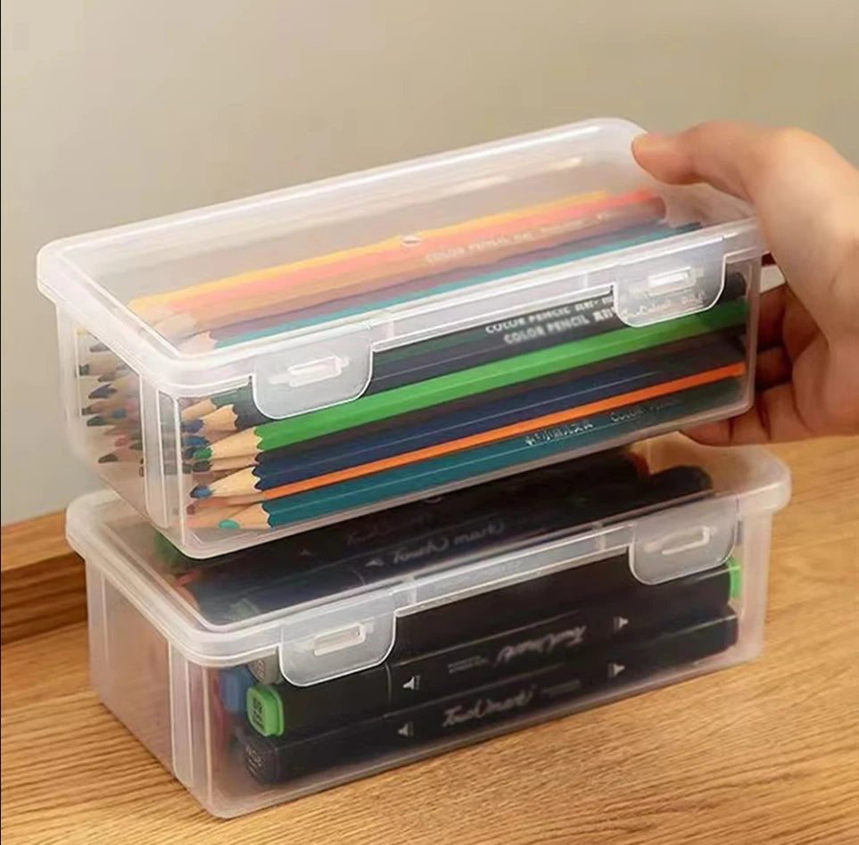 1pc Translucent PencCase Large Capacity Lightweight Convenient for School Supplies Storage Pen Box Organizer Box Qme 2pcs Transparent