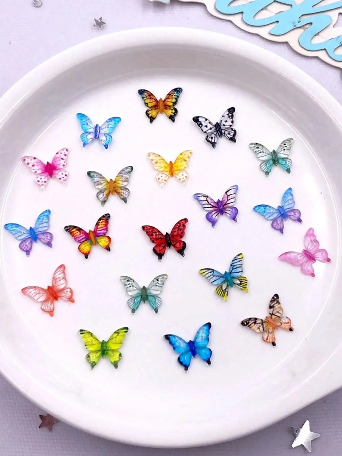 Mixed Resin Colorful Mini Beautiful Butterfly Flat Back Rhinestone Qme