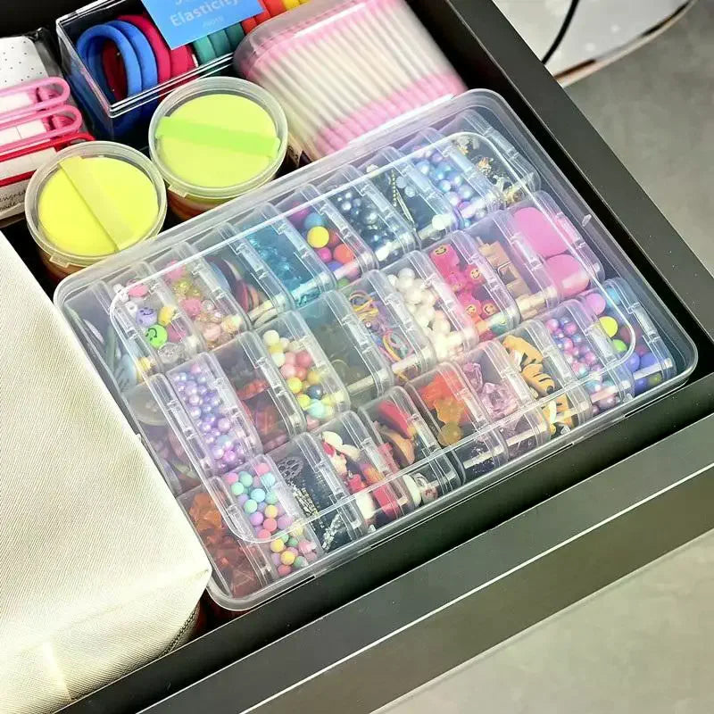 Mini 30 Grids Jewelry Storage Boxes Set Transparent Plastic Case DIY Organizer For Earrings Rings Beads Button Craft Accessories Qme