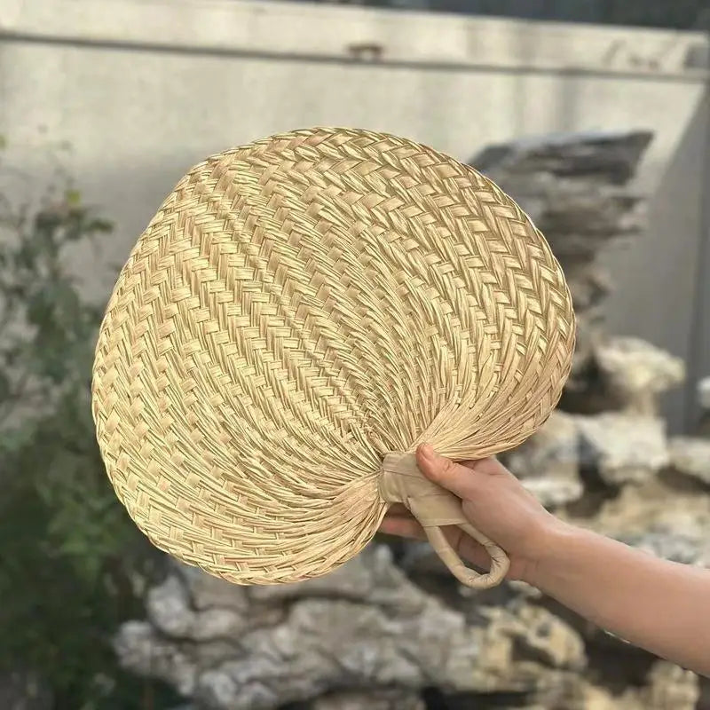 Vintage Palm-Leaf Palm-Leaf Fan Lightweight Natural Cooling Fan Handmade Fan Home Decoration Qme about 33-38cm