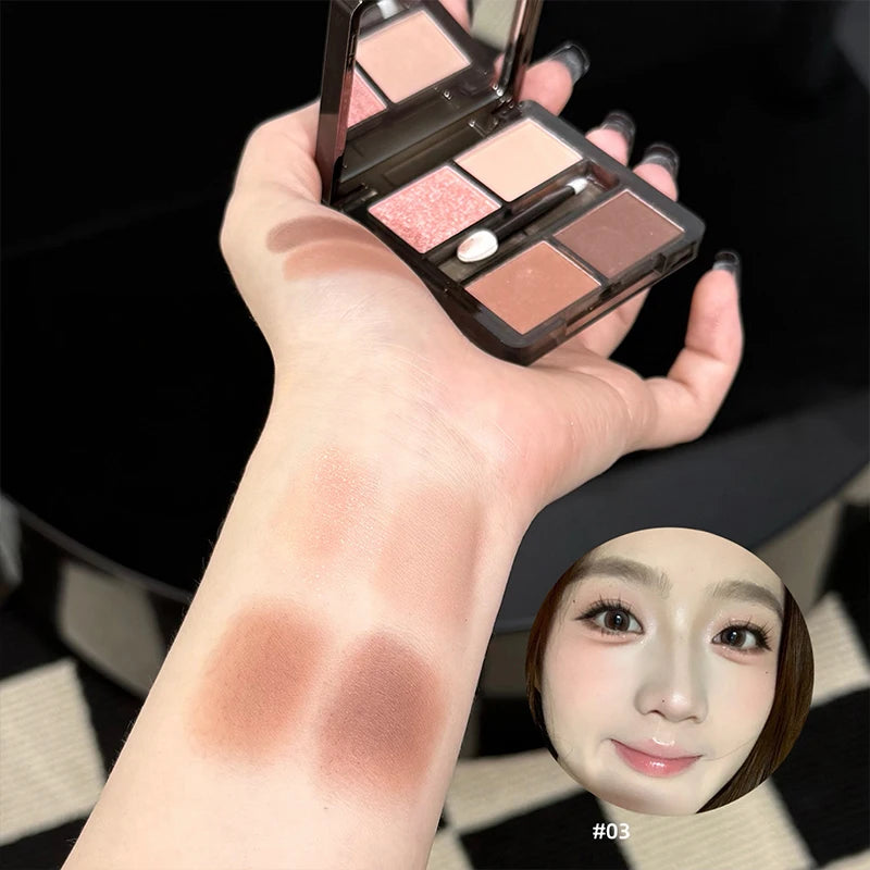 ART VALUE 4 Colors In 1 Eyeshadow Palette Glitter Pearlescent Matte Eye Shadow Shimmer Makeup Lasting Shadow Highlighter Contour Qme 03