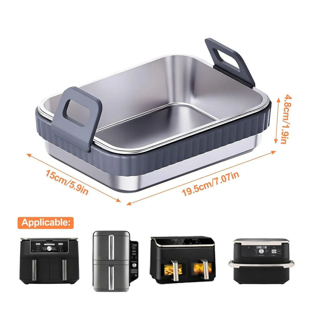 Air Fryer Baking Pan Non-stick Heat-resistant Silicone Handle Kitchen Qme