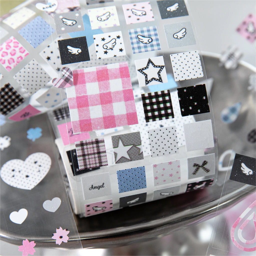 1Roll Kawaii Cute Style Glitter Die-Cut Synthetic Paper Tape for DIY Scrapbooking Collage Material Phone Case Notebook Decoratio Qme