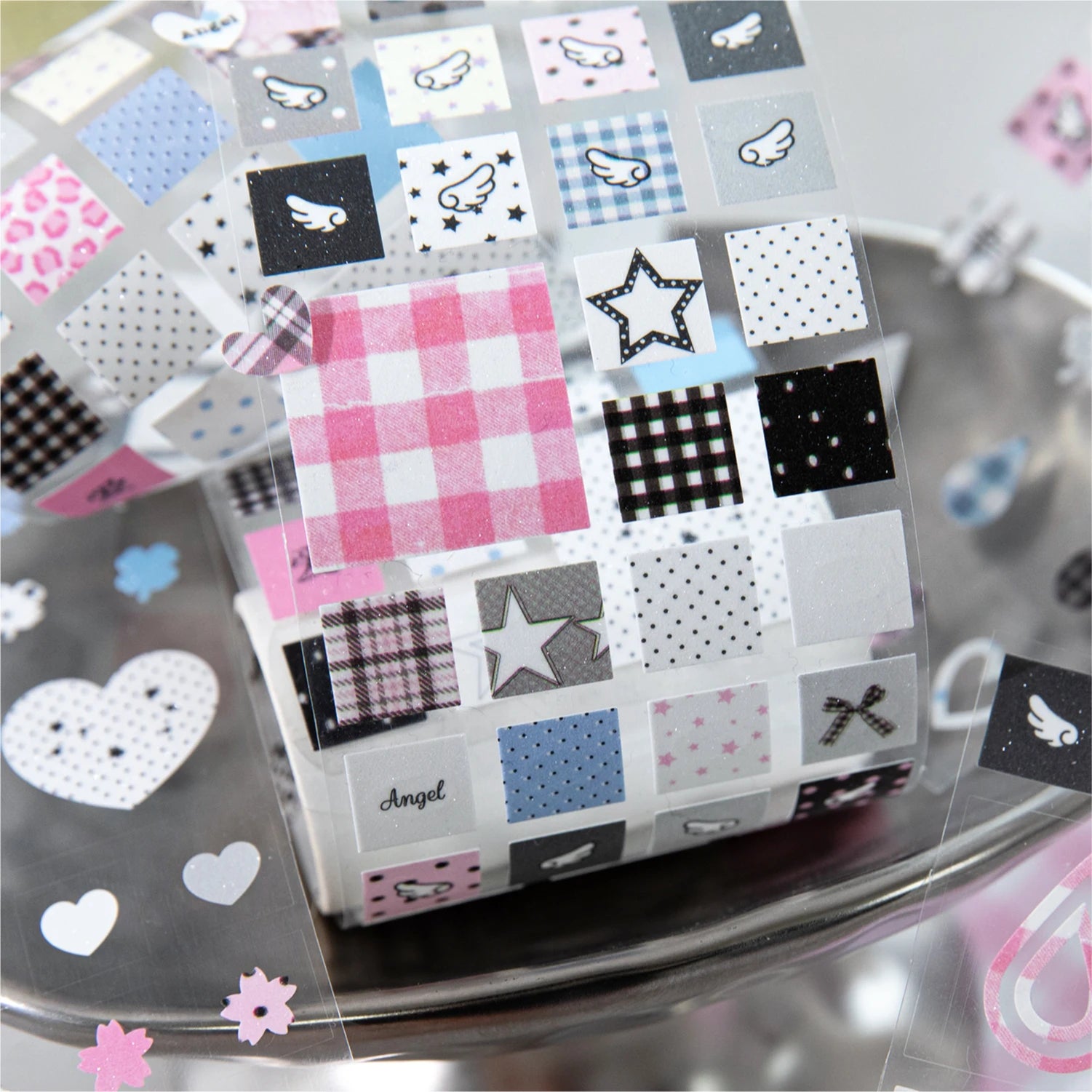 1Roll Kawaii Cute Style Glitter Die-Cut Synthetic Paper Tape for DIY Scrapbooking Collage Material Phone Case Notebook Decoratio Qme