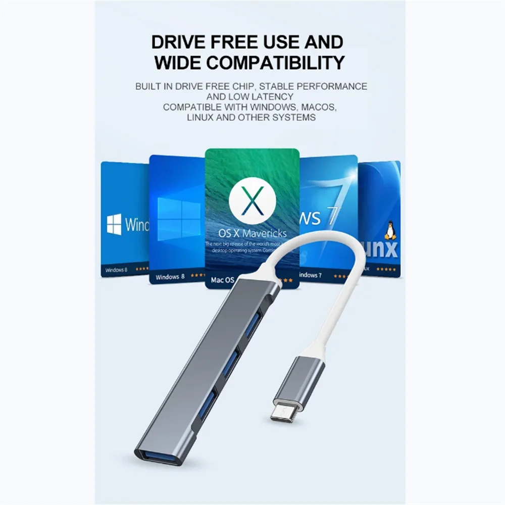 4-in-1 USB C Hub 3.0 Adapter High Speed Transmission USB Docking Station Multi Function Wire Divider For PC Computer Notebook Qme