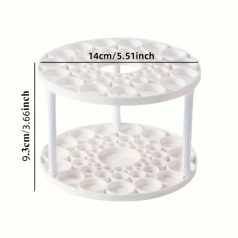 360° Rotating Brush Holder - White Plastic Organizer with Glaze Finish, Space-Saving Design for Art Brushes, Pens, Makeup Tools Qme