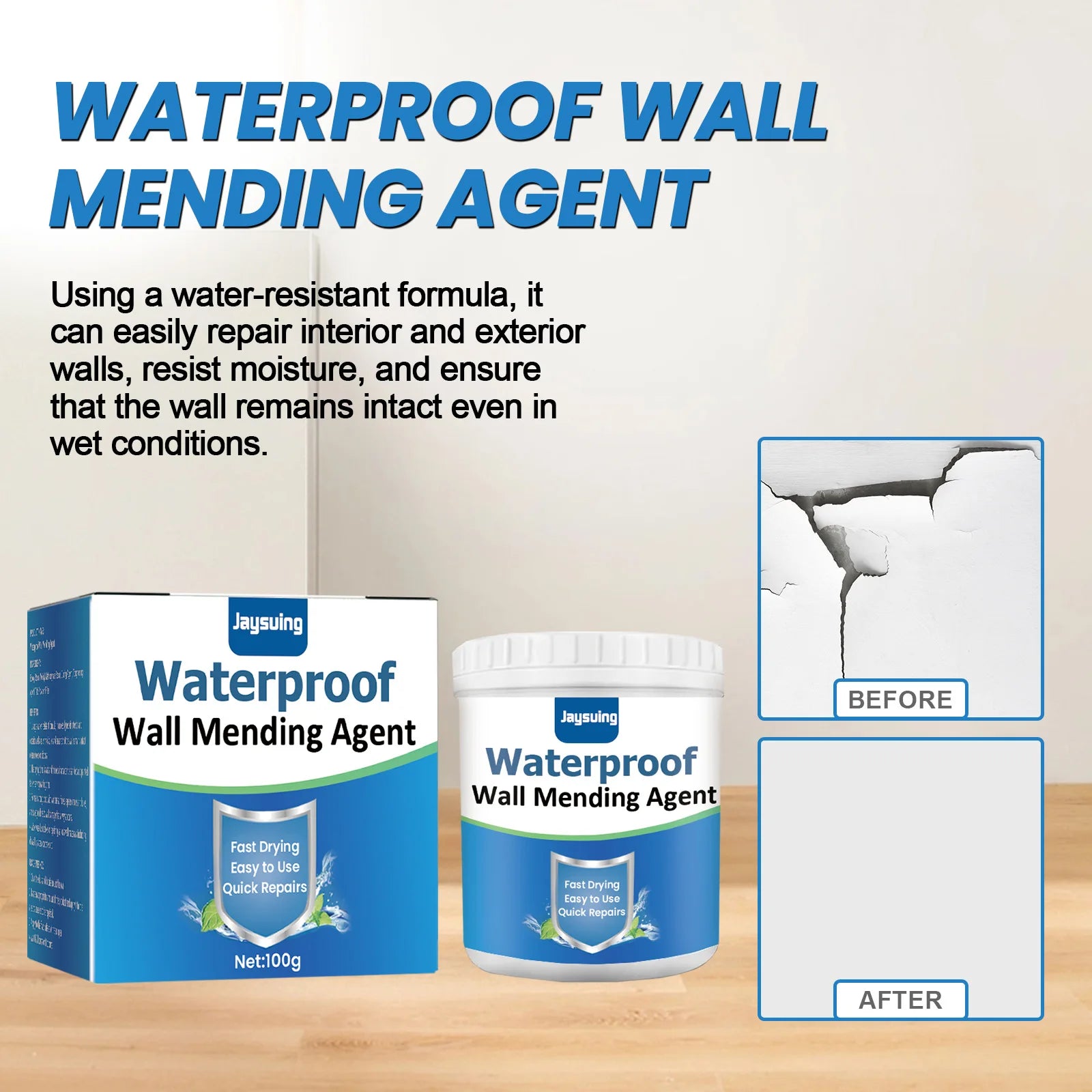 Wall Mending Agent Waterproof Wall Repair Paint Crack Mildew Remover Anti-Leaking Sealant Quick-Drying Restore Wall Repair Paste Qme