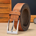 Stylish Canvas Leather Hybrid Belt Men Comfortable Everyday Casual Qme Brown 130cm