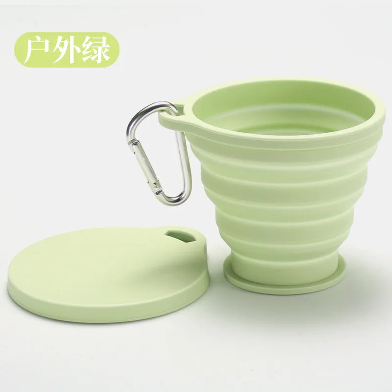 Outdoor Portable Silicone Foldable Cup Food Grade Heat-resistant Qme green