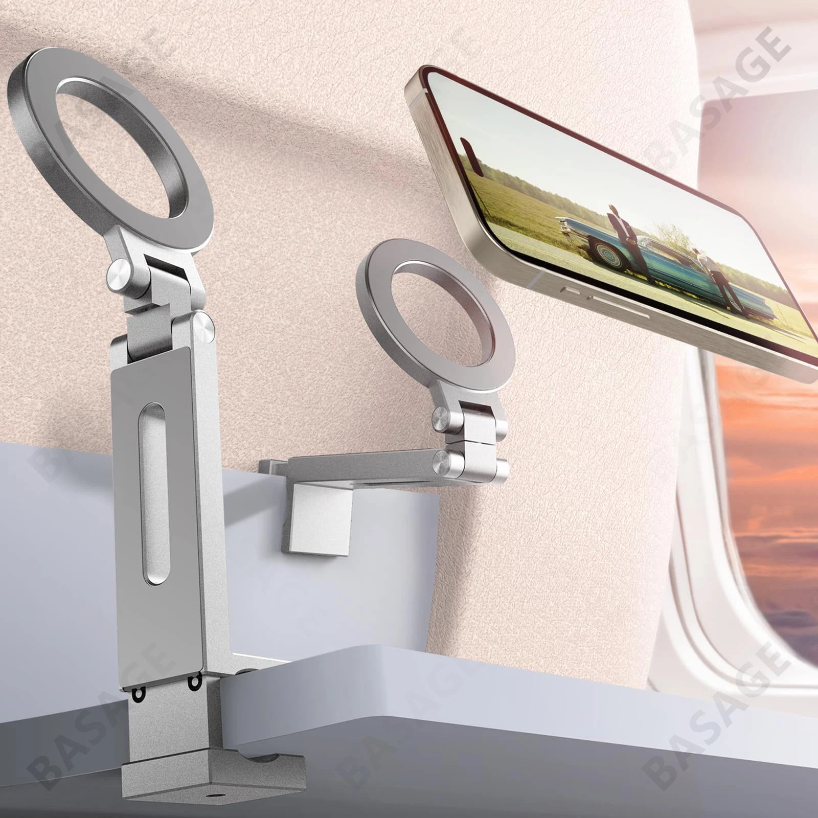 Universal Magnetic Phone Holder Travel Essentials Flexible Rotation Hands-Free Airplane Phone Mount for IPhone15 Pro Max Series Qme