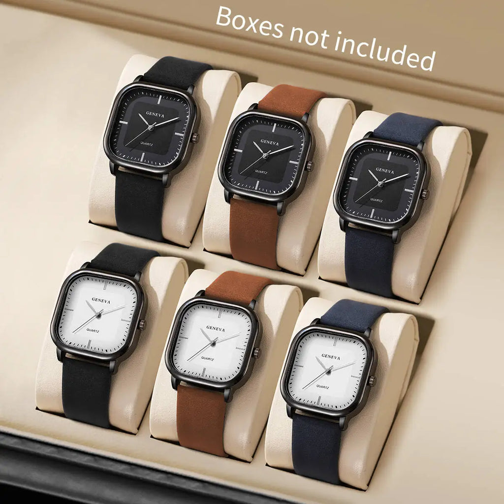 Square Watch: Unisex, Fashionable Quartz Watch with Minimalist & Trendy Design, Faux Leather Accents and Alloy Material Qme
