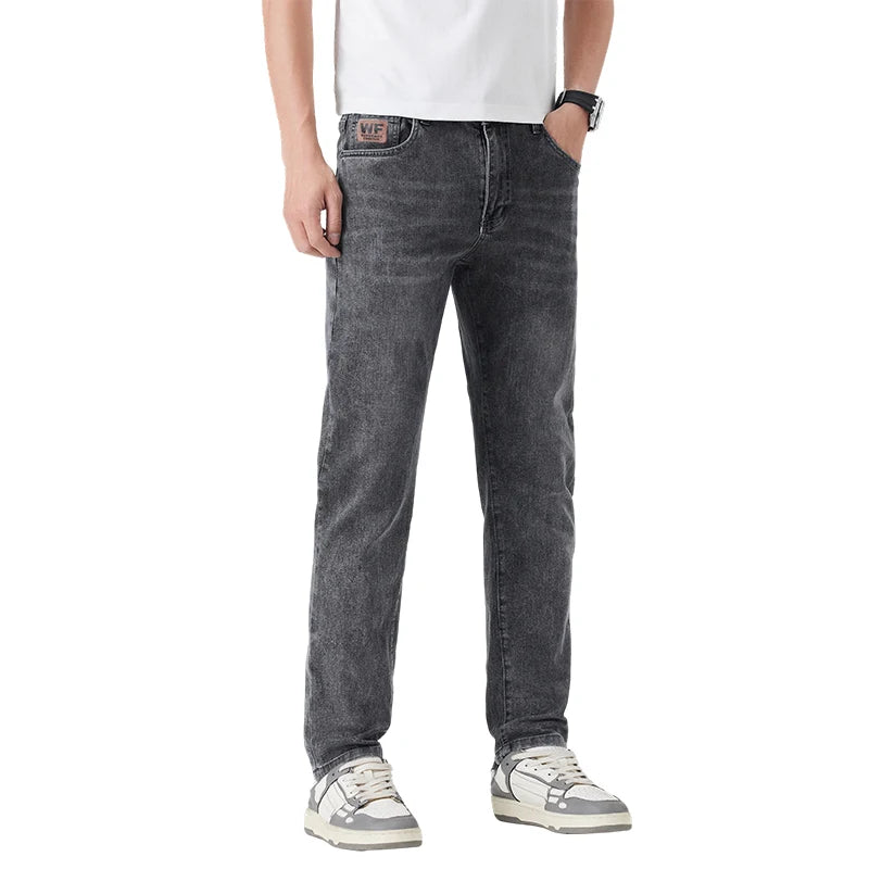 Jeans men summer new slim fit skinny pants casual pants men Korean style trendy thin nine-point pants Qme