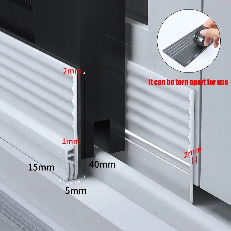 2/4M TPE Sliding Window Seal Strip Self Adhesive Triple Sound Insulation Windproof Anti-Cold Door Under Adjustable Weatherstrip Qme White 2M 2Pcs