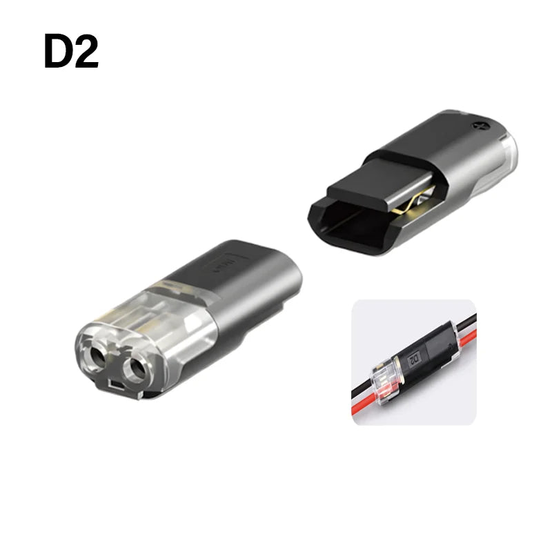 Fast Electric Wire Connector Free Stripping Plug Quick Cable Connector Dual line Interconnection Automotive Terminal Connectors Qme D2 10PCS