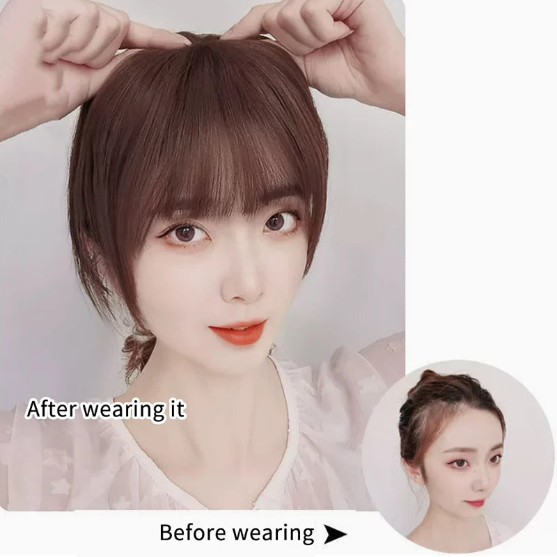 French Synthetic Fake Bangs Wig Hair Natural Hairpiece Extensions Qme