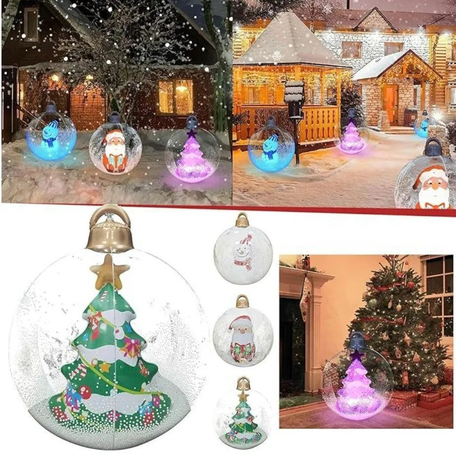 PVC inflatable transparent luminous Christmas ball 24-inch decorated Christmas indoor patio Christmas tree atmosphere ball Qme