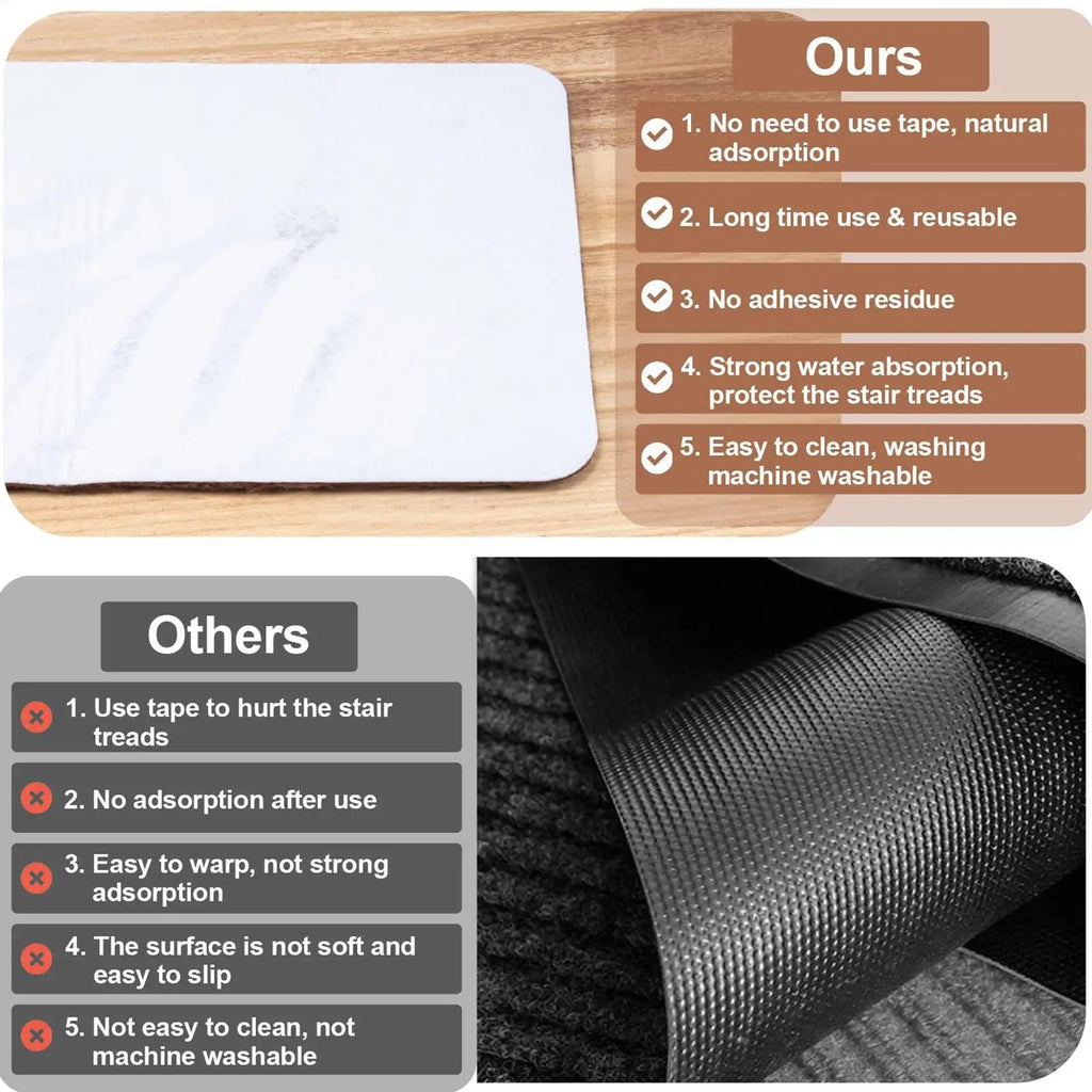 Staircase Step Treads Peel Stick Wooden Steps 15 Non-skid Safety Rug Qme