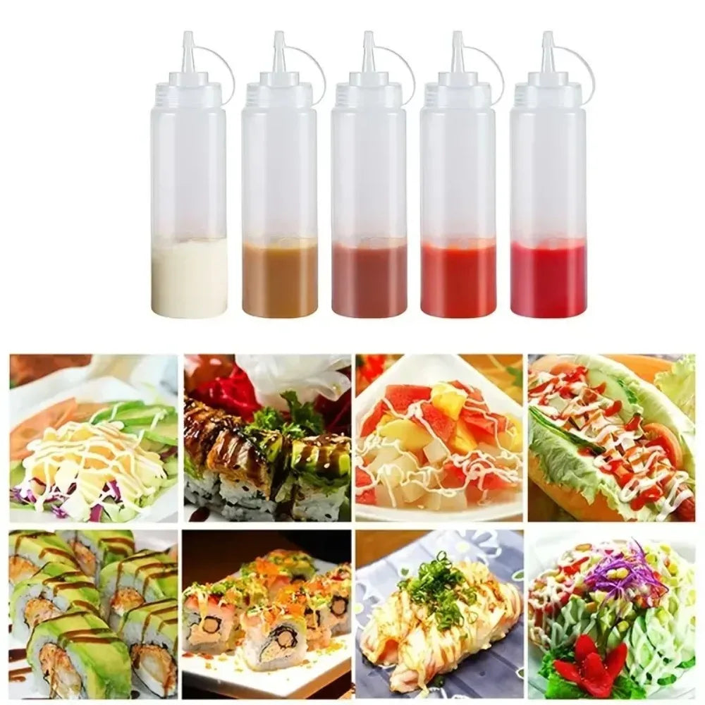 Squeeze Sauce Bottle Condiment Bottles Dispenser Ketchup BBQ Sauces Qme