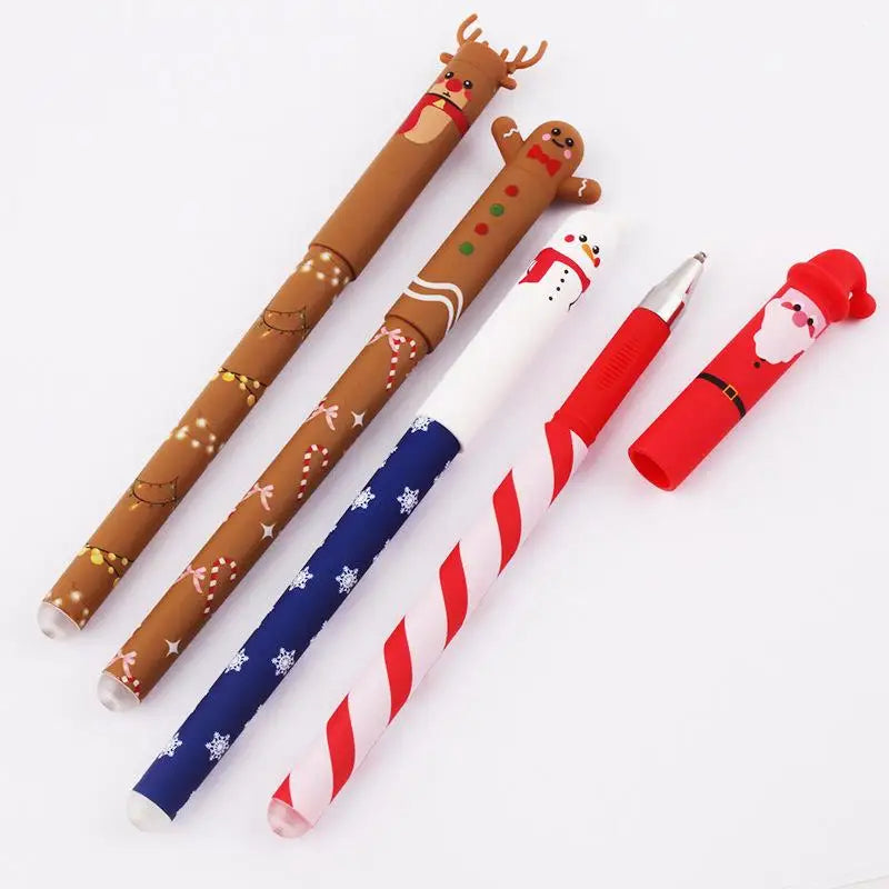 Christmas Themed Erasable Gel Pen Cute Santa Claus Snowman Elk Qme